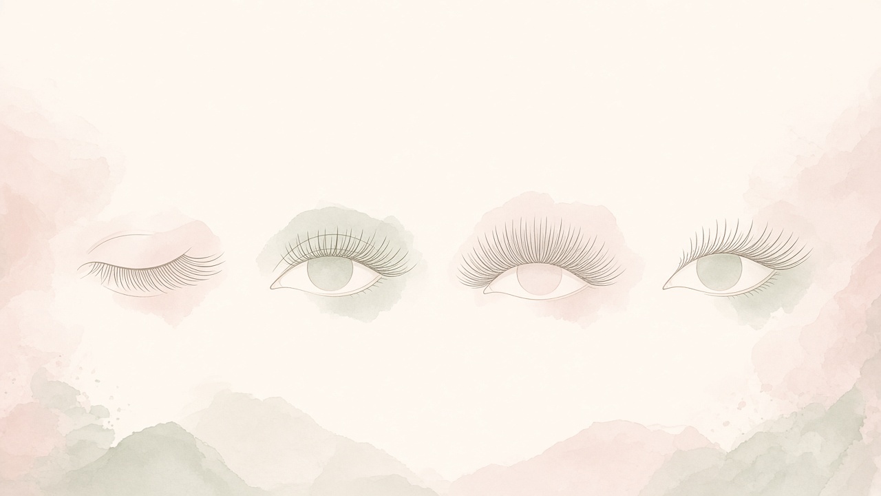 Illustrated classic, natural, volume and winged lash styles